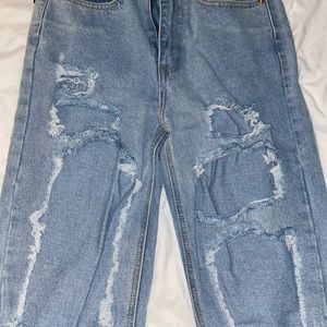 pretty little thing light blue ripped jeans